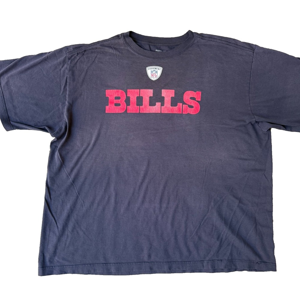 Reebok T-Shirt Mens 2XL Buffalo Bills NFL Equipment Navy Blue Graphic Tee